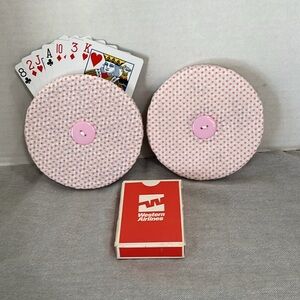 Playing card holder with vintage Western airlines playing cards